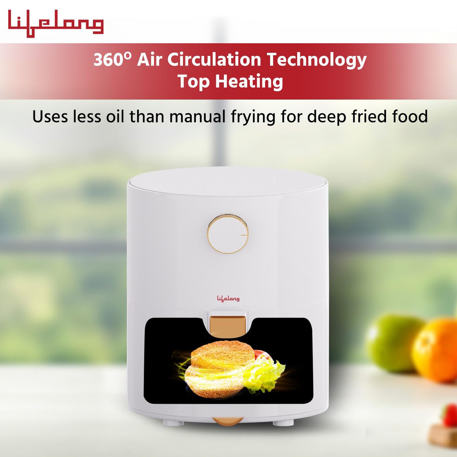 Buy Lifelong Llhf25 2.5l 800 Watt Air Fryer With Air Circulation 