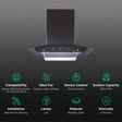 elica WDFL 606 HAC MS NERO 60cm 1200m3/hr Ducted Auto Clean Wall Mounted Chimney with Touch Control Panel (Black)_3