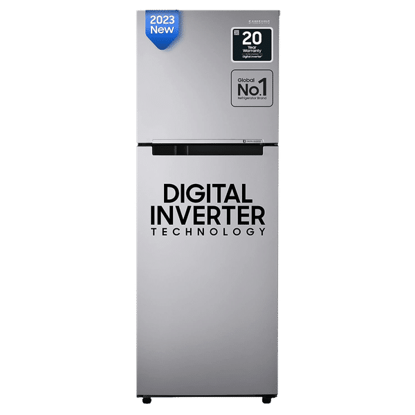 SAMSUNG 236 Litres 2 Star Frost Free Double Door Refrigerator with Digital Inverter Technology (RT28C3032GS/HL, Gray Silver)_1