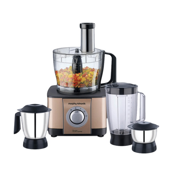 morphy richards Icon Superb 1000 Watt Food Processor with 6 Blades (Glazing Copper Gold)_1