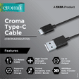 Croma Type A to Type C 3.9 Feet (1.2M) Cable (Sync and Charge, Black)_3