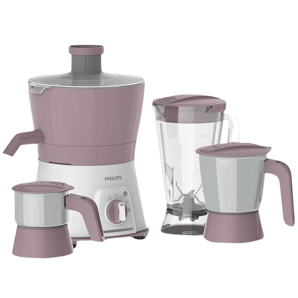 Philips Viva Collection 600 Watt 3 Jars Juicer Mixer Grinder (20000 RPM, Overload Protection, White & Lilac)_1