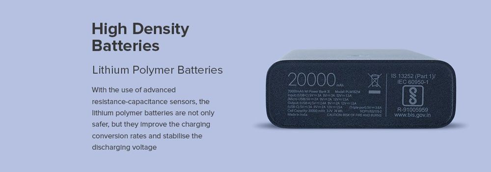 Buy Mi 3i 20000 mAh 18W Fast Charging Power Bank (1 Micro USB Type B, 1  Type C & 2 Type A Ports, Advanced Resistance Capacitance Sensors, Black)  Online - Croma
