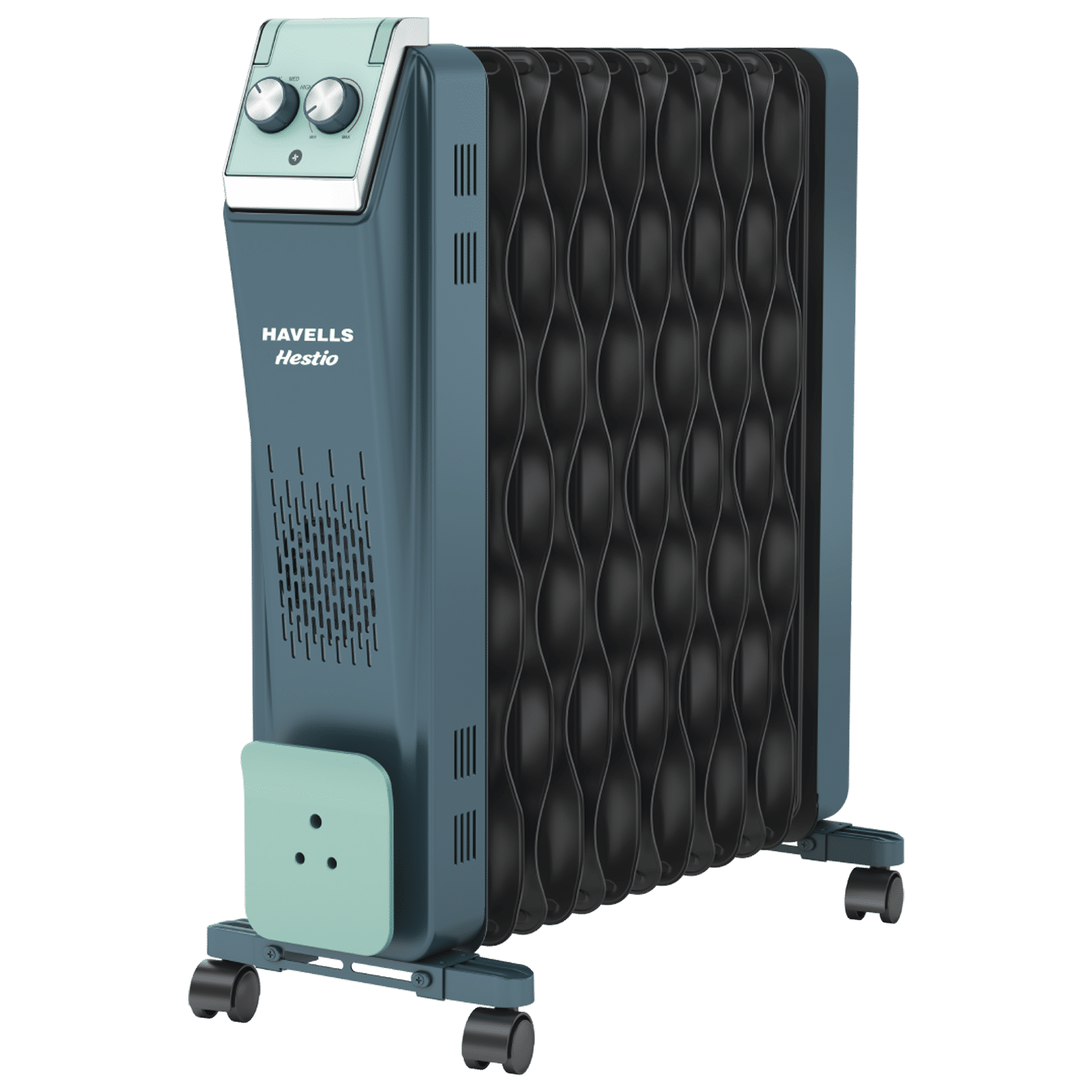 HAVELLS Hestio 13 Wave fin 2900 Watts PTC Fan Oil Filled Room Heater (Multi Directional Heating, GHROFCLN290, Dark Slate Cyan Grey)