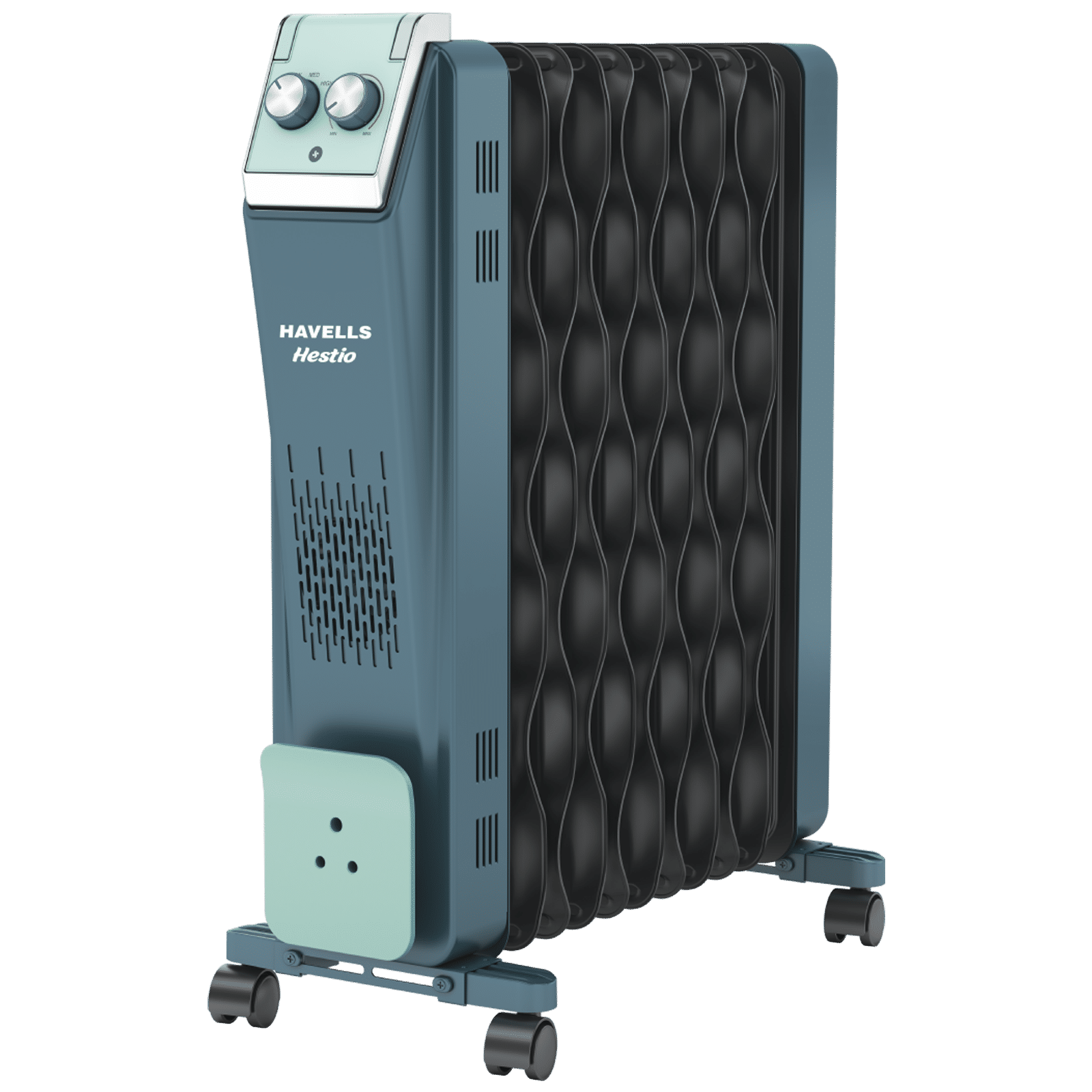 HAVELLS Hestio 11 Wave fin 2900 Watts PTC Fan Oil Filled Room Heater (Multi Directional Heating, GHROFCKN290, Dark Slate Cyan Grey)