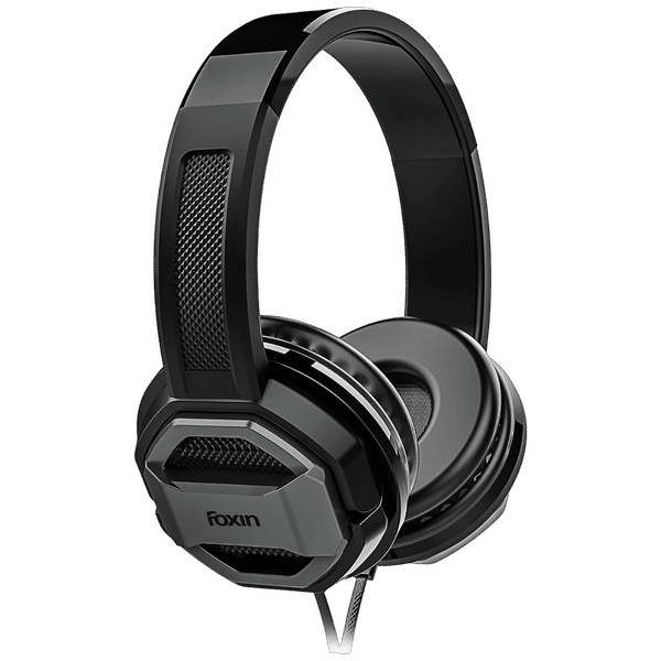 Foxin Big Bass FHM 307 Wired Headphone with Mic (Over Ear, Black and Grey)_1