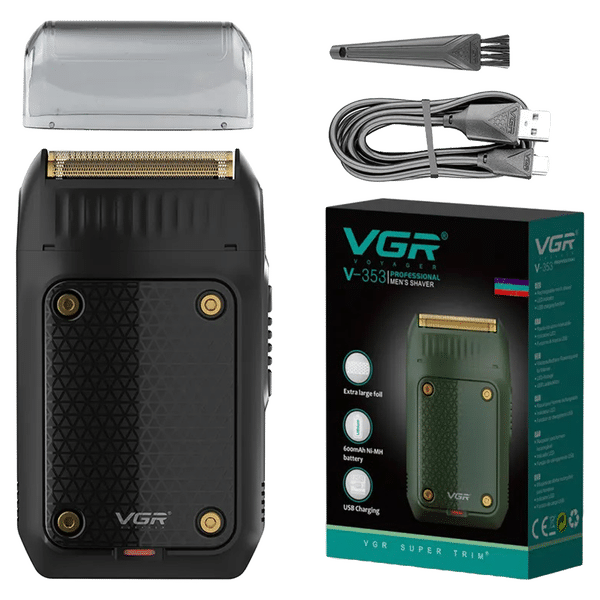 VGR V-353 Rechargeable Cordless Shaver for Hair Clipping, Body Grooming, Intimate Areas, Beard & Moustache for Men (60min Runtime, LED Indicator, Black)_1