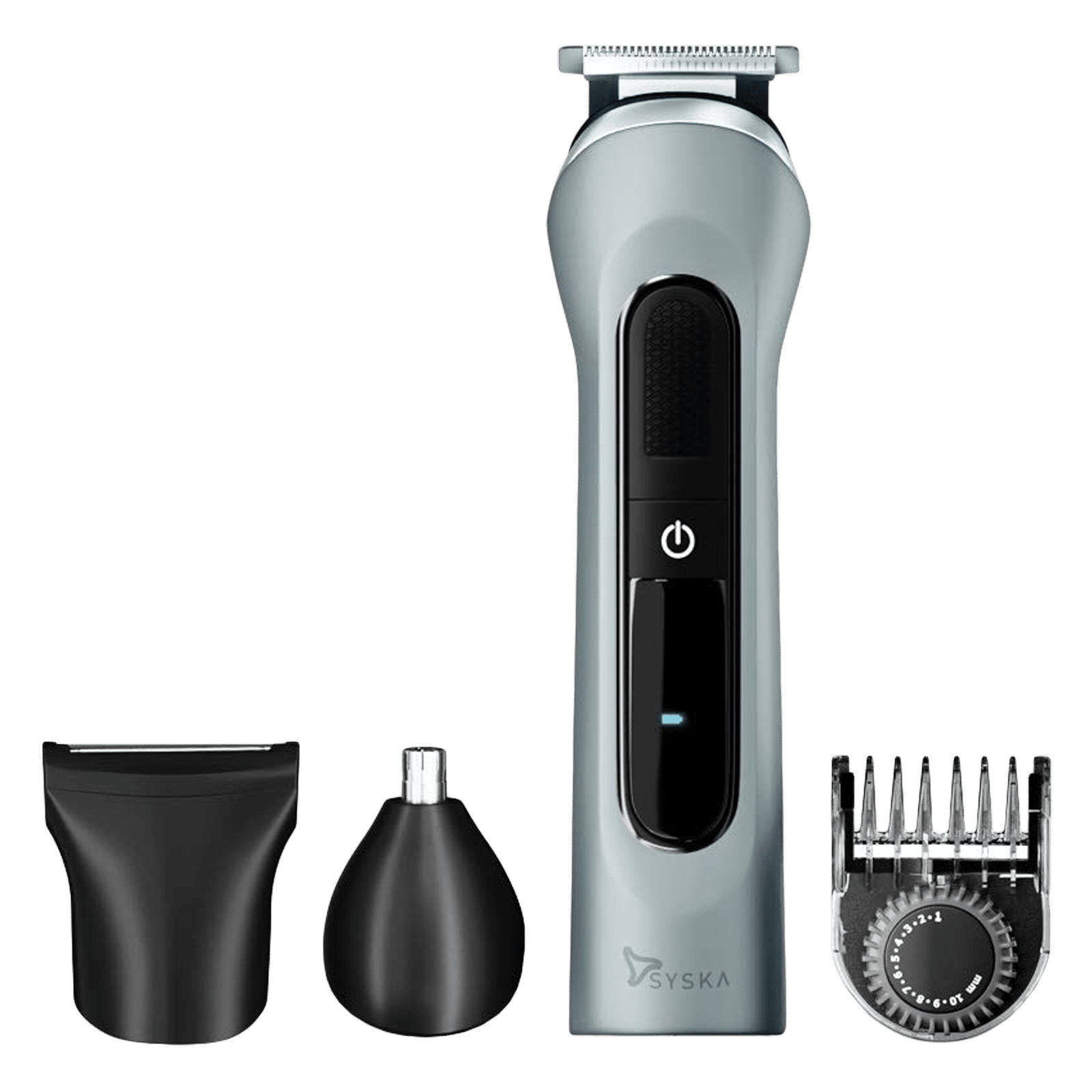 SYSKA UltraTrim Rechargeable Corded & Cordless Dry Trimmer for Beard, Moustache, Nose, Ear & Eyebrow with 20 Length Settings for Men (120min Runtime, Fast Charging, Grey)