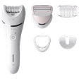 PHILIPS Series 8000 Rechargeable Cordless Wet & Dry Epilator for Legs, Face & Arms with 4 Interchangeable Heads (Double Action Technology, White)_1