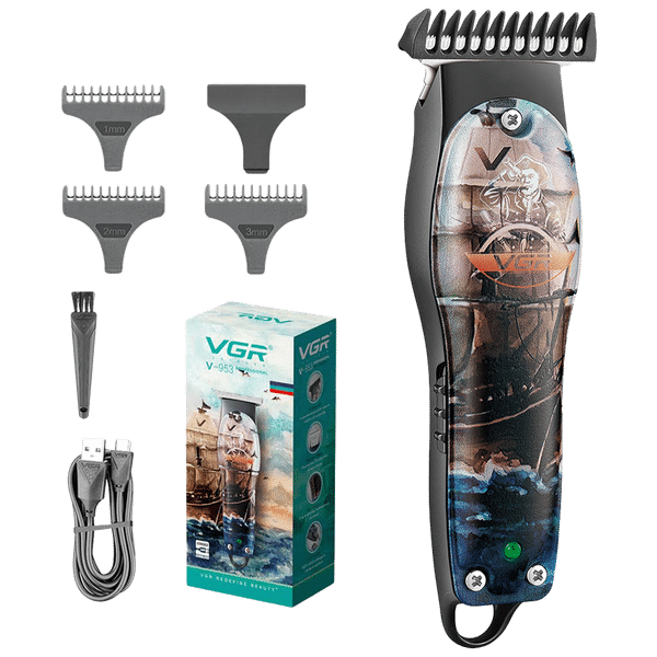 VGR V-953 Rechargeable Cordless Wet & Dry Trimmer for Hair Clipping, Beard, Moustache, Body Grooming & Intimate Areas with 3 Length Settings for Men (120min Runtime, LED Indicator, Multicolor)_1