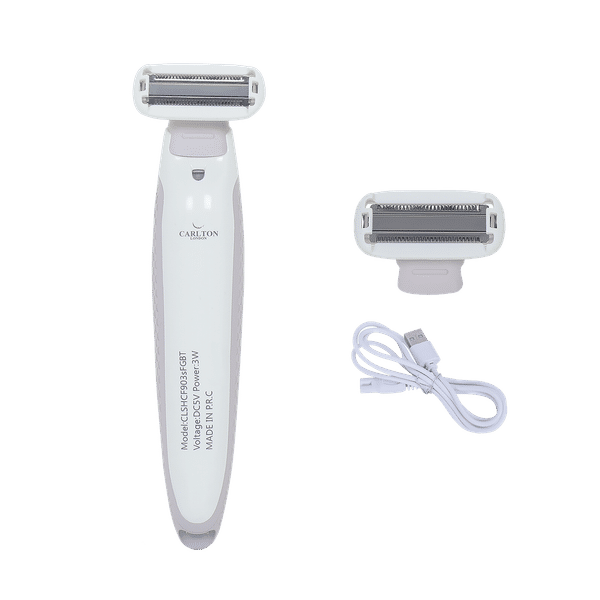 Carlton London Rechargeable Cordless Dry Trimmer for Eyebrows, Chine, Underarms, Upper Lips, Sidelocks & Bikini Area for Women (60mins Runtime, Ergonomic Grip, White)_1