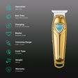 VGR V-911 Rechargeable Cordless Wet & Dry Trimmer for Hair Clipping, Beard, Moustache, Body Grooming & Intimate Areas with 3 Length Settings for Men (180min Runtime, LED Strip with 10 Levels, Gold)_2