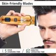 VGR V-927 Rechargeable Corded & Cordless Wet & Dry Trimmer for Hair Clipping, Beard, Moustache & Body Grooming with 4 Length Settings for Men (60min Runtime, LED Display, Gold)_4