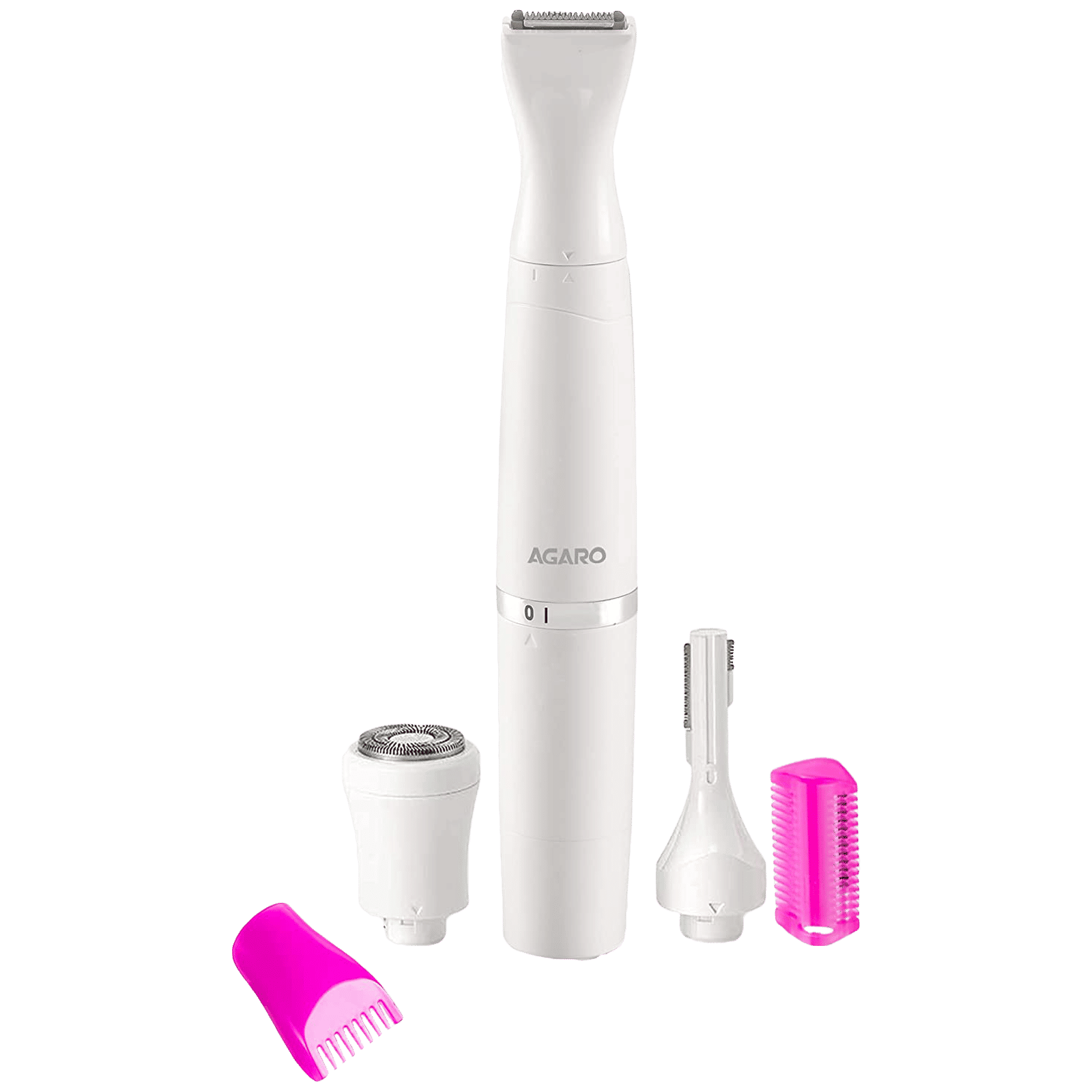 AGARO 2107 Rechargeable Cordless Wet & Dry Trimmer for Intimate Areas, Nose, Ear & Eyebrow with 2 Length Settings for Women (60min Runtime, IPX4 Water Resistant, White)