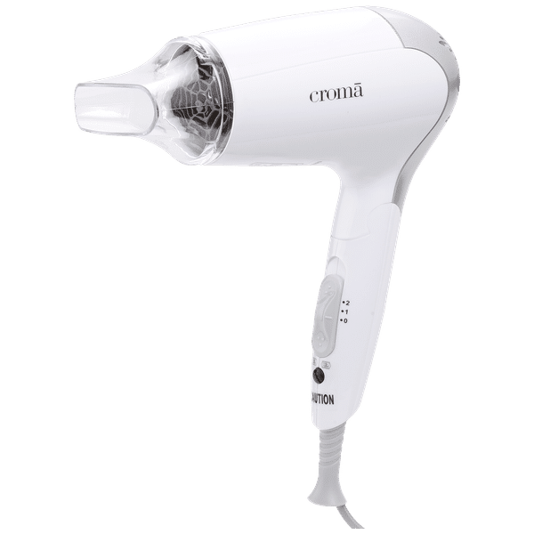Croma Hair Dryer with 2 Heat Settings (Dual Voltage Knob, White)_1