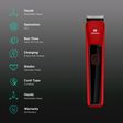 HAVELLS BT5111C Rechargeable Cordless Dry Trimmer for Beard, Moustache & Body Grooming with 4 Length Settings for Men (45mins Runtime, LED Indicator, Red)_2