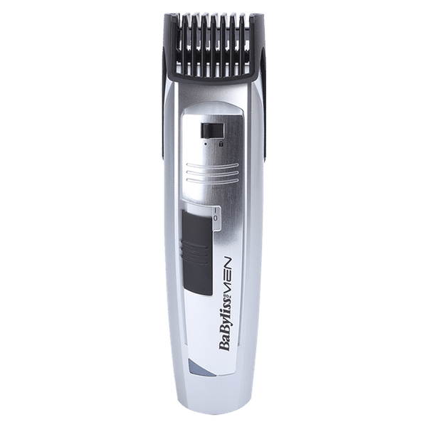 BaByliss E827E Rechargeable Corded & Cordless Wet & Dry Trimmer for Beard & Moustache with 20 Length Settings for Men (60mins Runtime, Grooved Wheel Settings, Silver)_1
