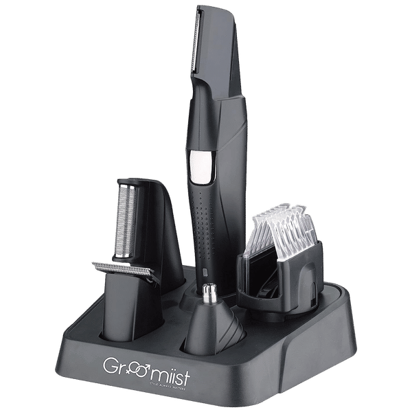Groomiist Platinum Series 4-in-1 Rechargeable Corded & Cordless Grooming Kit for Nose, Ear, Eyebrow, Beard & Moustache for Men (90min Runtime, IPX6 Waterproof, Black)_1