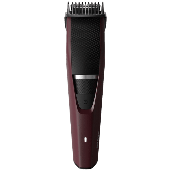 PHILIPS 3000 Series Rechargeable Cordless Wet & Dry Trimmer for Beard & Moustache with 10 Length Settings for Men (60min Runtime, LED Charge Indicator, Wine)_1