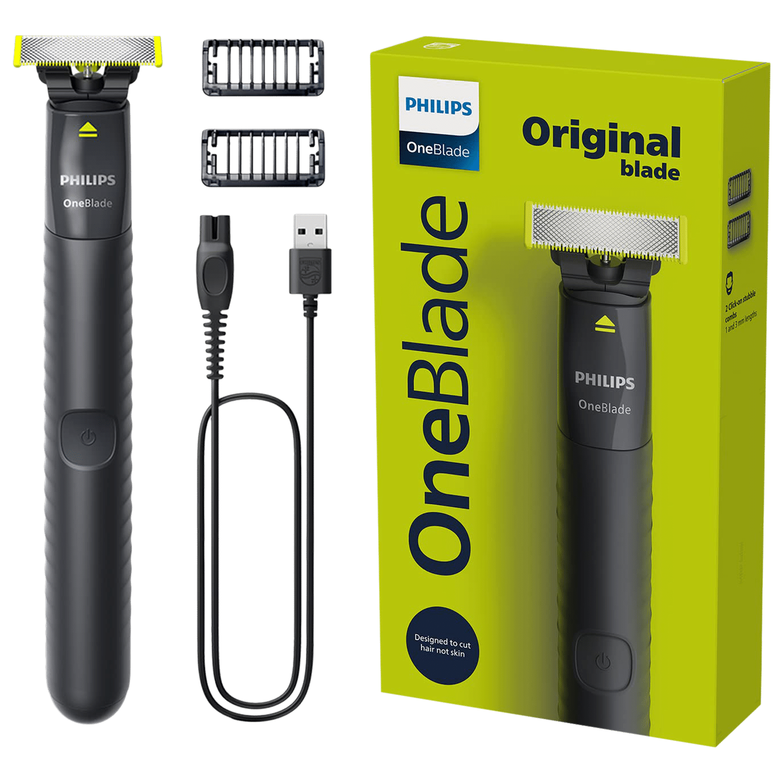 Buy PHILIPS OneBlade Rechargeable Cordless Wet & Dry Trimmer for Beard &  Moustache with 3 Length Settings for Men (30min Runtime, IPX7 Waterproof,  Charcoal Gray) Online - Croma