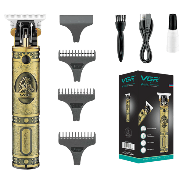 VGR V-085 Rechargeable Cordless Wet & Dry Trimmer for Hair Clipping, Beard, Moustache & Body Grooming with 3 Length Settings for Men (300min Runtime, Wear Resistant, Gold)_1