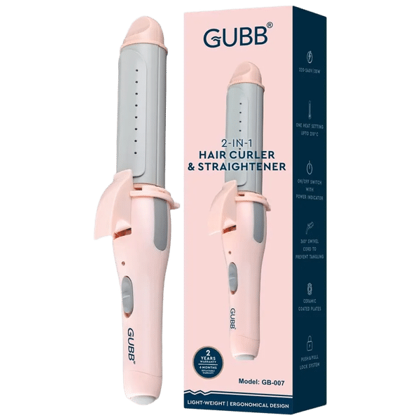 GUBB GB-007 2-in-1 Hair Styler with Ceramic Coating Technology (Cool Touch Tip, Pink)_1
