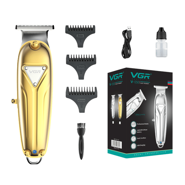 VGR V-056 Rechargeable Cordless Wet & Dry Trimmer for Hair Clipping, Beard, Moustache & Body Grooming with 3 Length Settings for Men (180min Runtime, Fast Charging, Gold)_1