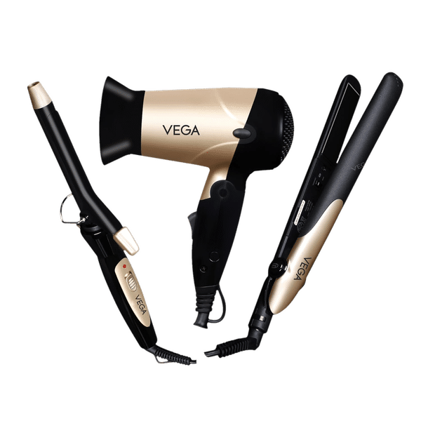 VEGA Miss Versatile Hair Styler with Ceramic Coating Technology (LED Indicator, Black & Gold)_1