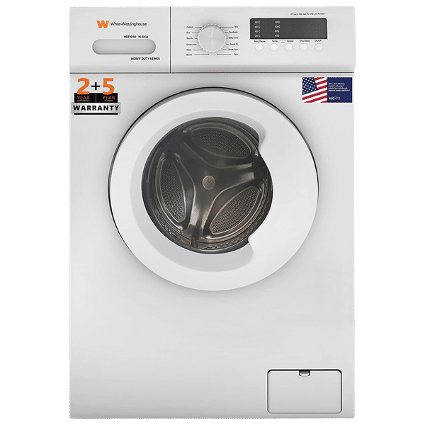 White Westinghouse 10.5 kg Fully Automatic Front Load Washing Machine (HDF1050, In-built Heater, White)_1