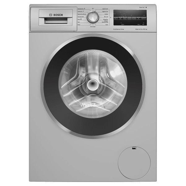 BOSCH 9/6 kg 5 Star Inverter Fully Automatic Front Load Washer Dryer (Series 4, WNA14408IN, Anti-Vibration Side Panel, Silver)_1
