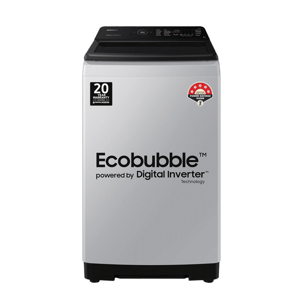 SAMSUNG 8 Kg 5 Star Inverter Fully Automatic Top Load Washing Machine (WA80BG4545BYTL, Ecobubble Technology, Lavender Grey)_1