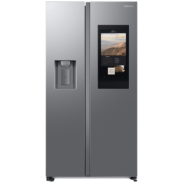 SAMSUNG 615 Litres 3 Star Frost Free Side by Side Convertible Refrigerator with Water Dispenser (RS7HCG8543SLHL, Silver)_1