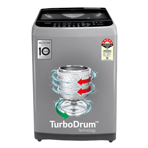 LG 9 kg 5 Star Inverter Fully Automatic Top Load Washing Machine (T90SJSF1Z.ASFQEIL, Smart Inverter Technology, Middle Free Silver)_1