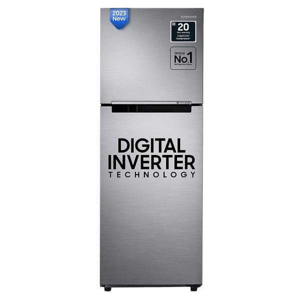 SAMSUNG 236 Litres 3 Star Frost Free Double Door Refrigerator with Stabilizer Free Operation (RT28C3053S8/HL, Elegant Inox)_1