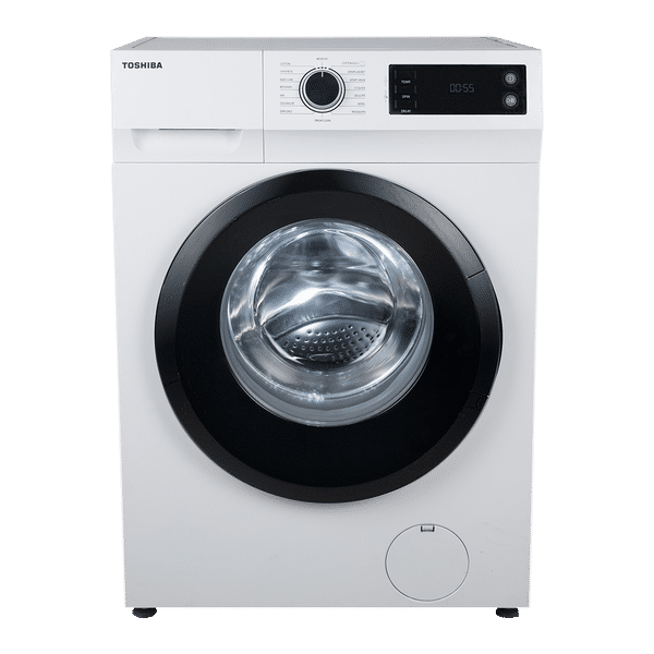 TOSHIBA 8 kg 5 Star Inverter Fully Automatic Front Load Washing Machine (TW-BJ90S2-IND(WK), In-Built Heater, White)_1