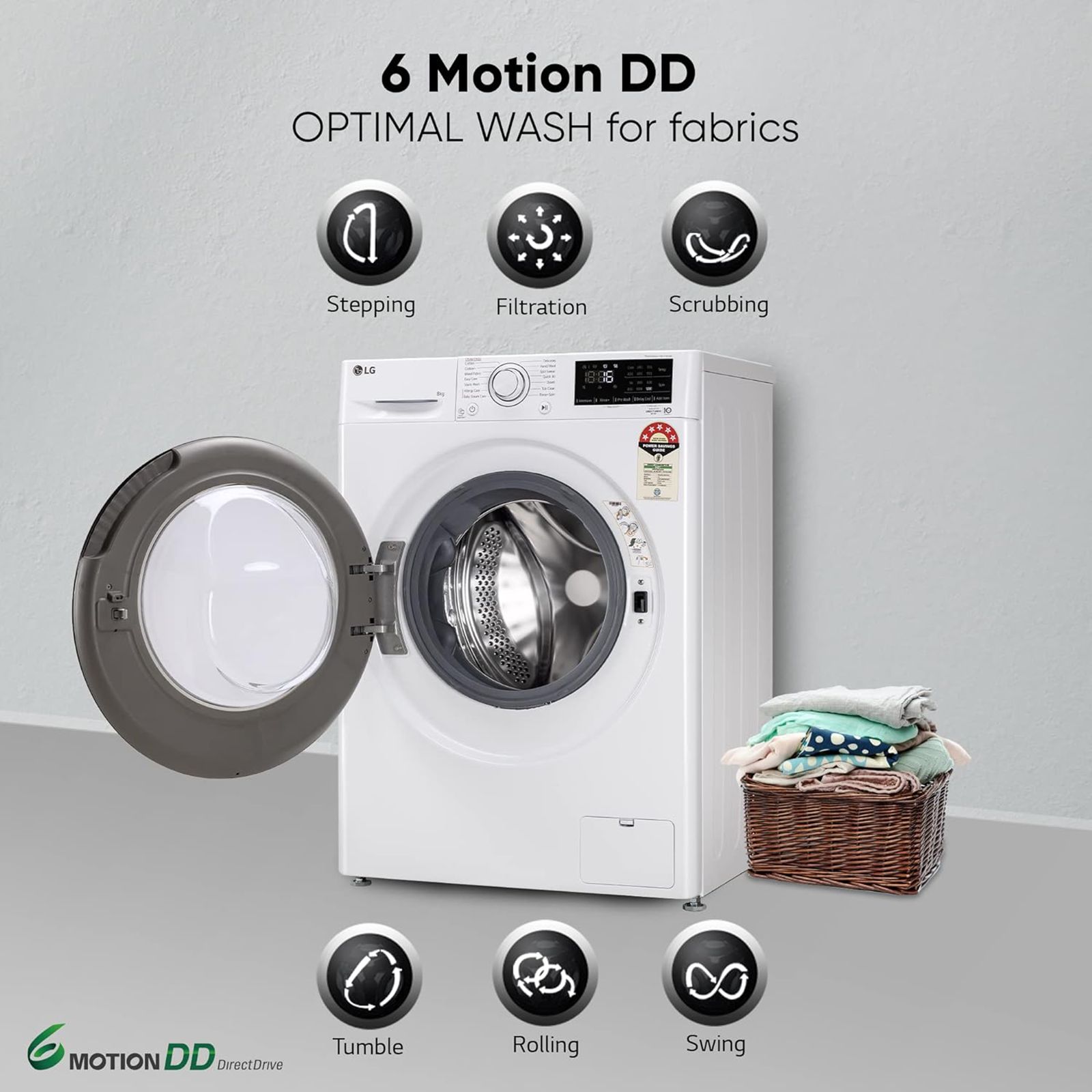 Buy LG 8 kg 5 Star Inverter Fully Automatic Front Load Washing Machine ...