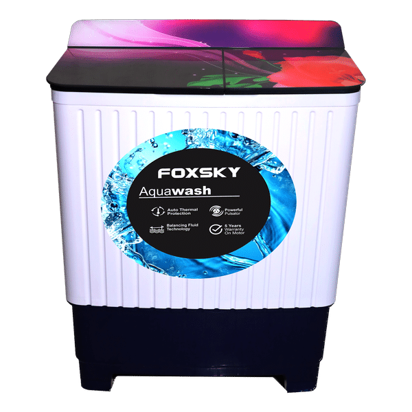 FOXSKY 8 kg Semi-Automatic Top Load Washing Machine with Magic Filter (Aqua Wash, Maroon)_1