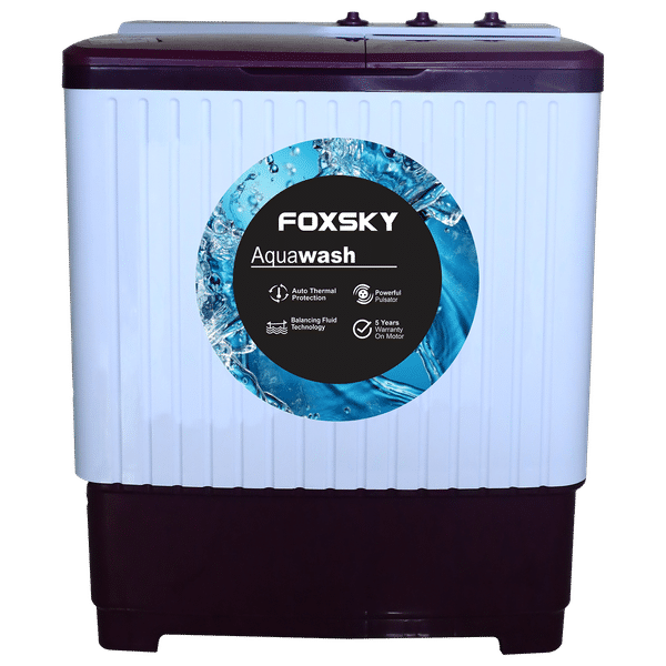 FOXSKY 7 kg Semi-Automatic Top Load Washing Machine with Magic Filter (Aqua Wash, Maroon)_1