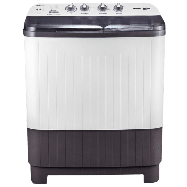 VOLTAS beko 8.5 kg 5 Star Semi Automatic Washing Machine with IPX4 Control Panel (WTT85DGRT, Grey)_1