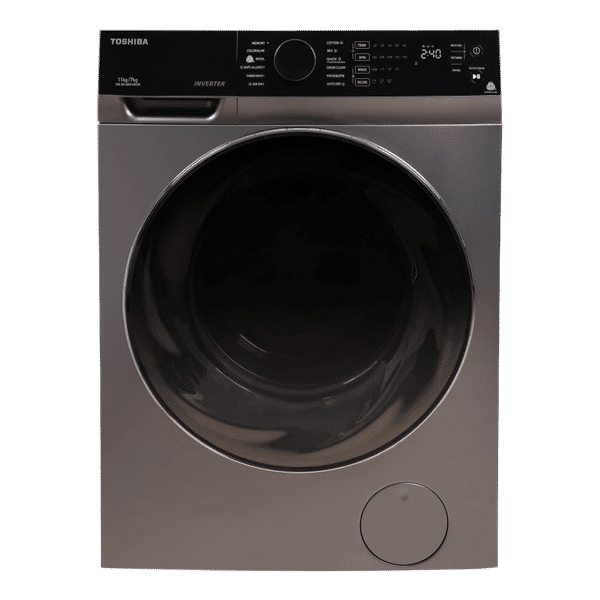 TOSHIBA 11/7 kg Inverter Fully Automatic Front Load Washer Dryer (TWD-BK120M4-IND(SK), Cyclone Mix Feature, Silver)_1