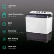 VOLTAS beko 7 kg 5 Star Semi Automatic Washing Machine with IPX4 Control Panel (WTT70DGRT, Grey)_2