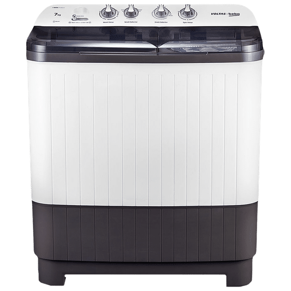 VOLTAS beko 7 kg 5 Star Semi Automatic Washing Machine with IPX4 Control Panel (WTT70DGRT, Grey)_1