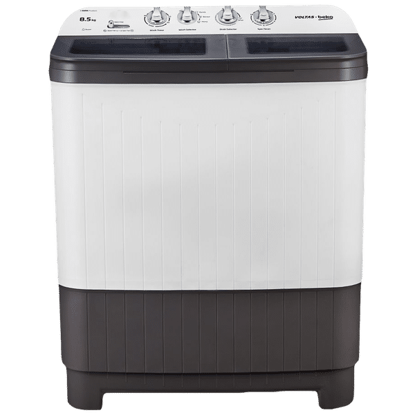 VOLTAS beko 8.5 kg 5 Star Semi Automatic Washing Machine with IPX4 Control Panel (WTT85DGRG, Grey)_1