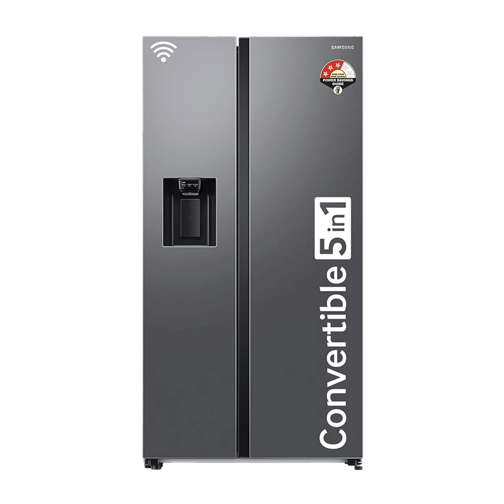 SAMSUNG 633 Litres 3 Star Frost Free Side by Side Refrigerator with Twin Cooling Plus (RS78CG8543S9HL, Inox)