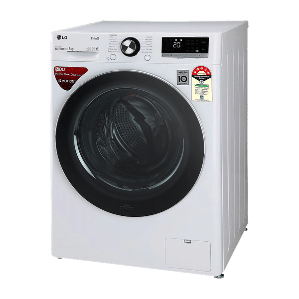 LG 8 kg 5 Star Inverter Fully Automatic Front Load Washing Machine (FHV1408ZWW.ABWQEIL, Wi-Fi Support, White)_1