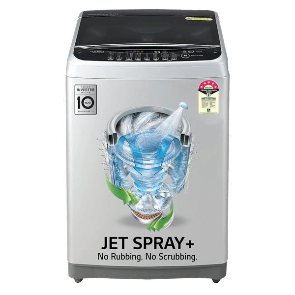 LG 8 kg 5 Star Inverter Fully Automatic Top Load Washing Machine (T80SJSF1Z.ASFQEIL, Smart Inverter Technology, Middle Free Silver)_1