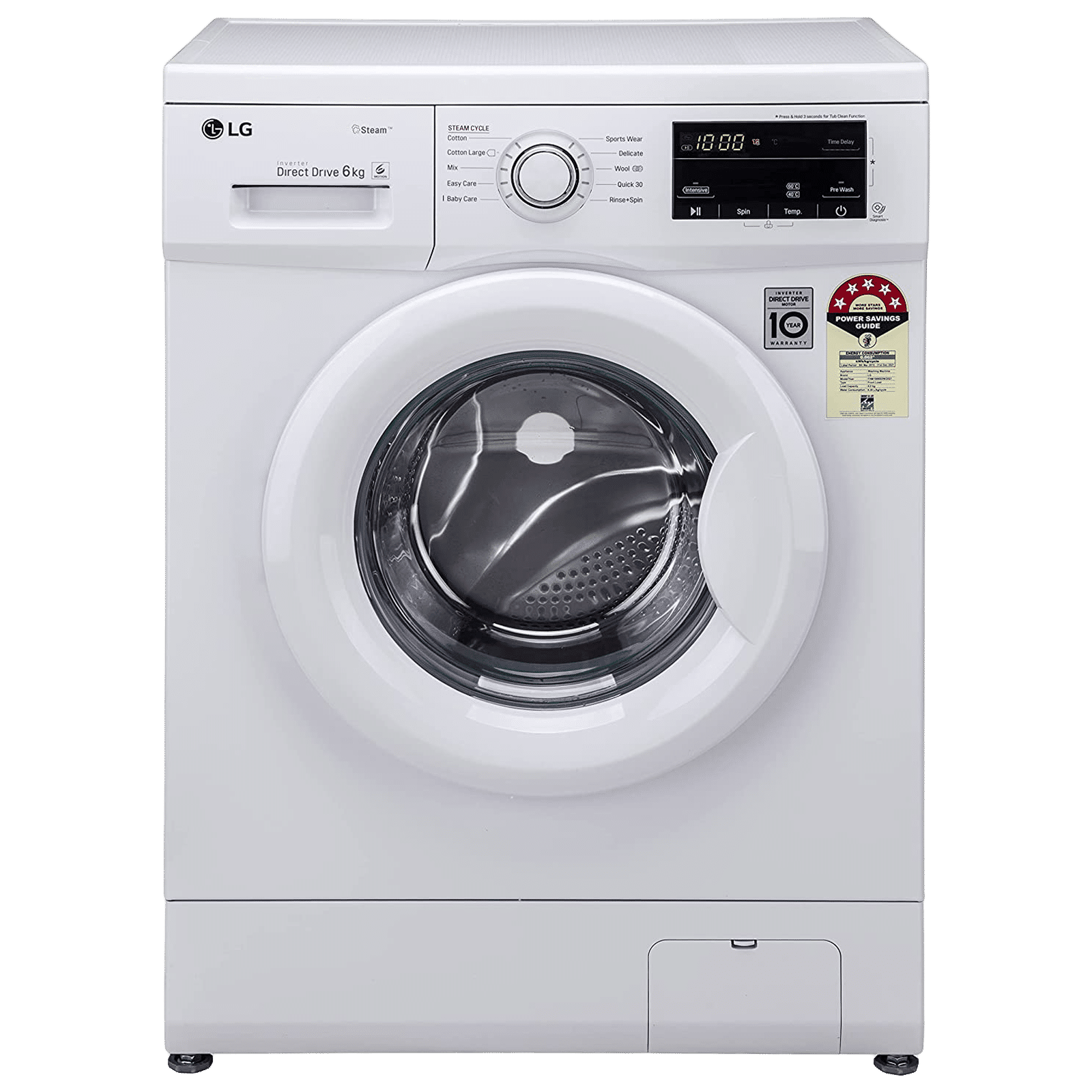 Buy LG 11 kg 5 Star Inverter Fully Automatic Front Load Washing Machine  (FHP1411Z9B.ABLQEIL, Steam Wash Technology, Black) Online - Croma