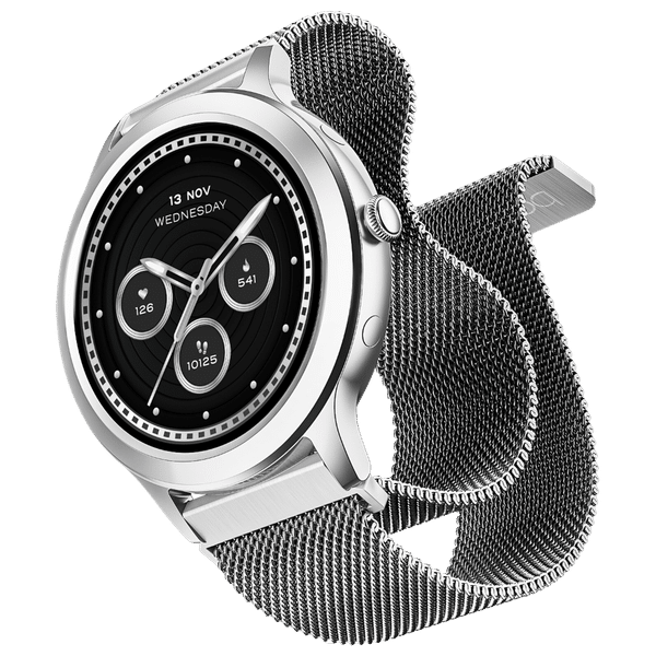 boAt Enigma R32 Smartwatch with Bluetooth Calling (33.5mm TFT AMOLED Display, IP67 Sweat Resistant, Classic Silver Strap)_1