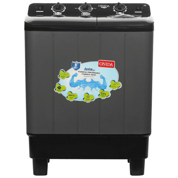 ONIDA 7 kg Semi-Automatic Top Load Washing Machine (S70GR, 5 Spin Storm Pulsator, Black & Grey)_1