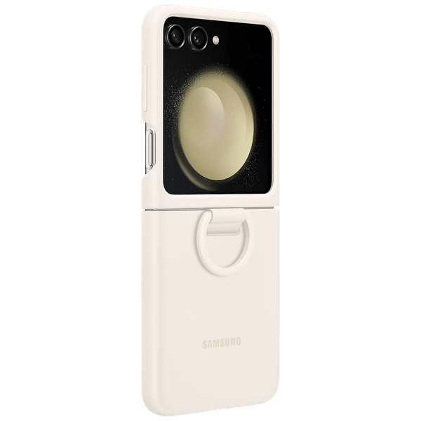 SAMSUNG Soft Silicone Back Case for Galaxy Z Flip5 (Ring Holder, Cream)_1